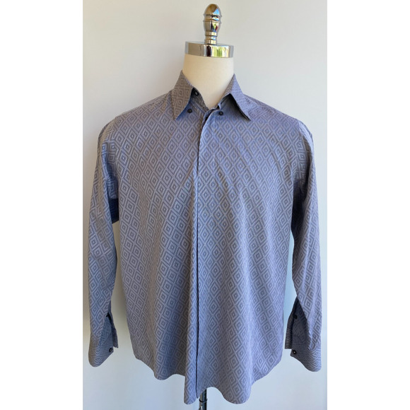 Versace Gray Diamonds Dress Shirt 16 41 Italy - Picture 2 of 7